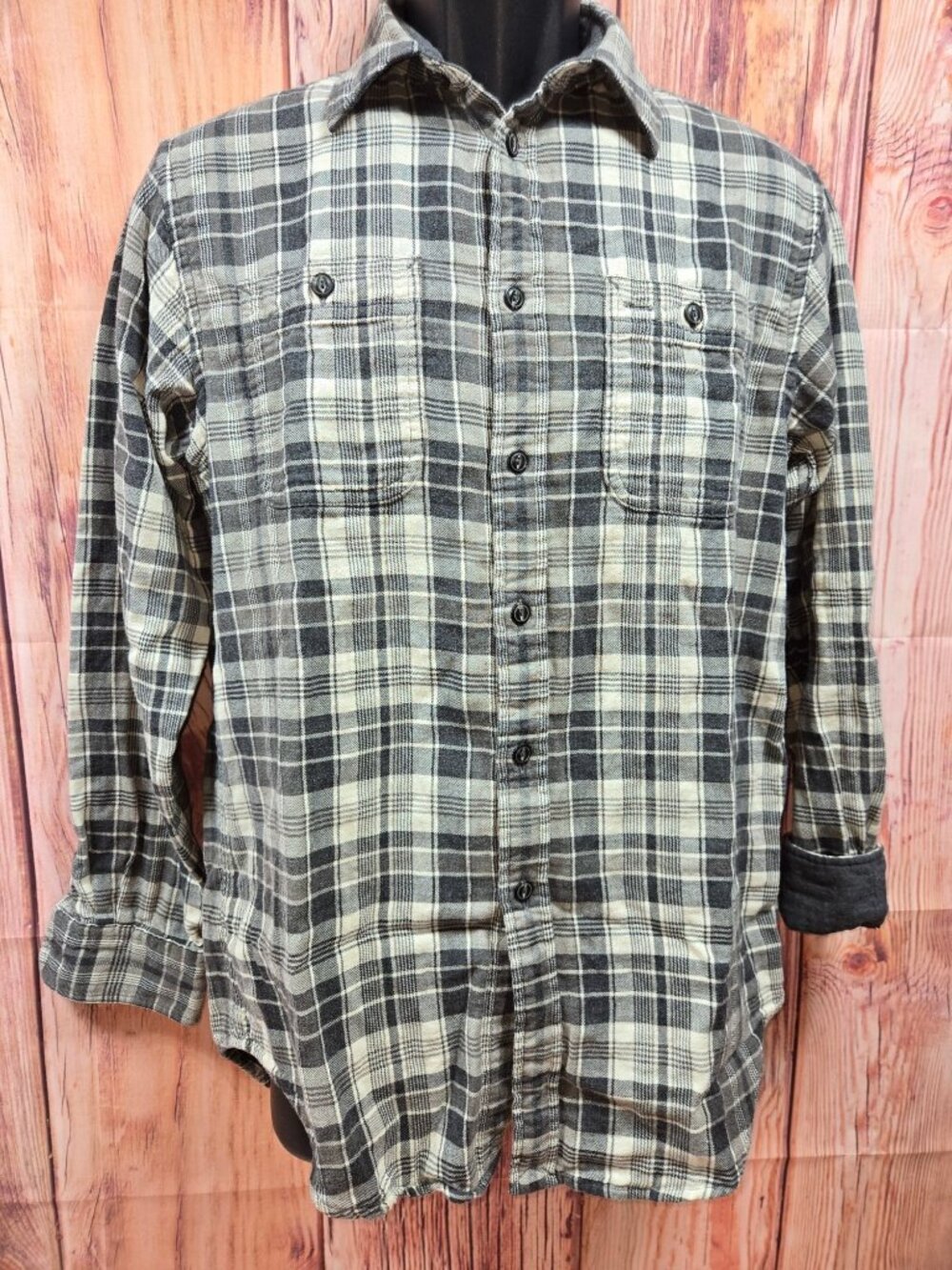 Polo Ralph Lauren Mens Black Plaid Shirt Size Medium Relaxed Fit